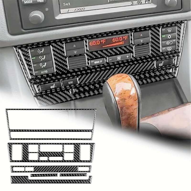 for 5 Series E39 1998-2003 Lhd Soft Carbon Fiber Center Console Air Condition Button Frame Cover Tr