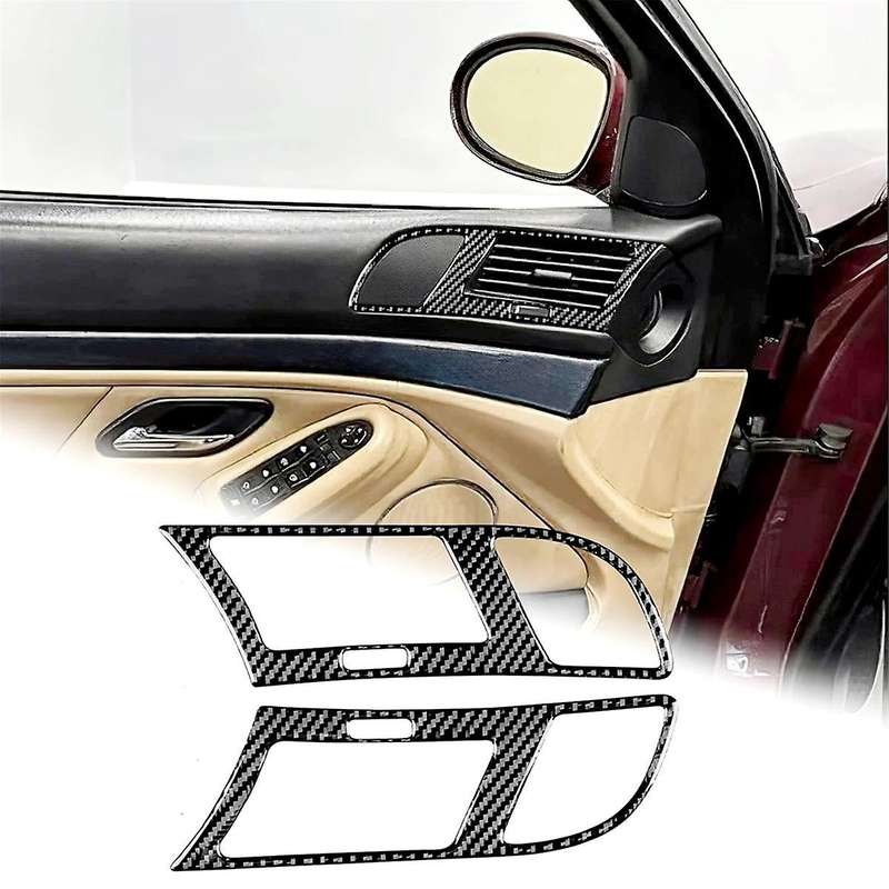 for 5 Series E39 1998-2003 Soft Carbon Fiber Car Door Air Outlet Audio Speaker Panel Cover Trim Int
