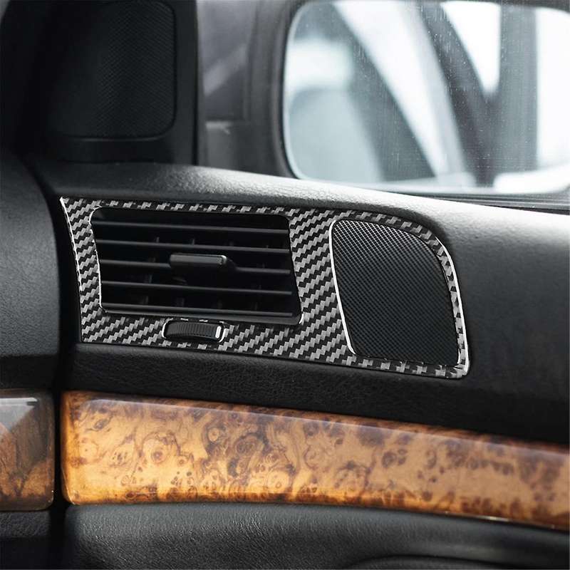 for 5 Series E39 1998-2003 Soft Carbon Fiber Car Door Air Outlet Audio Speaker Panel Cover Trim Int