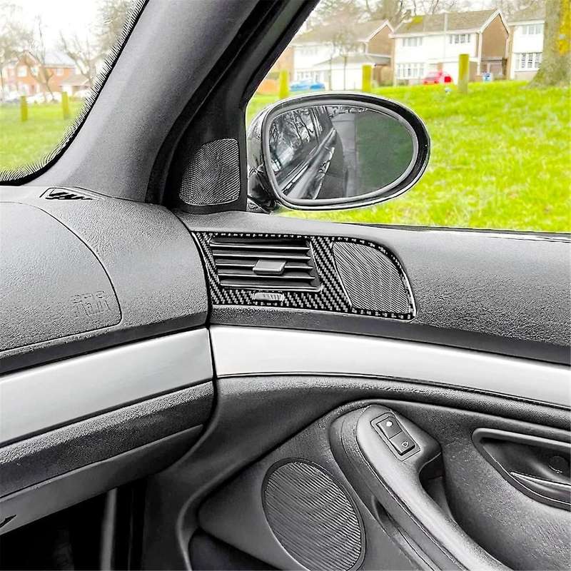 for 5 Series E39 1998-2003 Soft Carbon Fiber Car Door Air Outlet Audio Speaker Panel Cover Trim Int