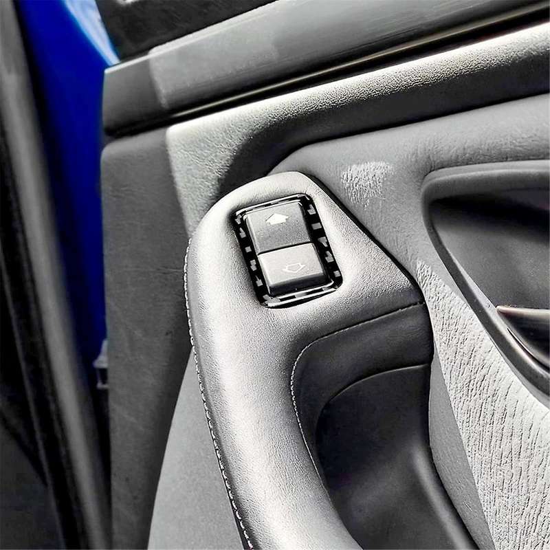 for 5 Series E39 1998-2003 Soft Carbon Fiber Door Window Lifter Switch Button Cover Trim Interior A