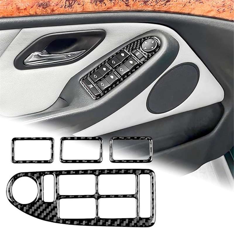 for 5 Series E39 1998-2003 Soft Carbon Fiber Door Window Lifter Switch Button Cover Trim Interior Ac