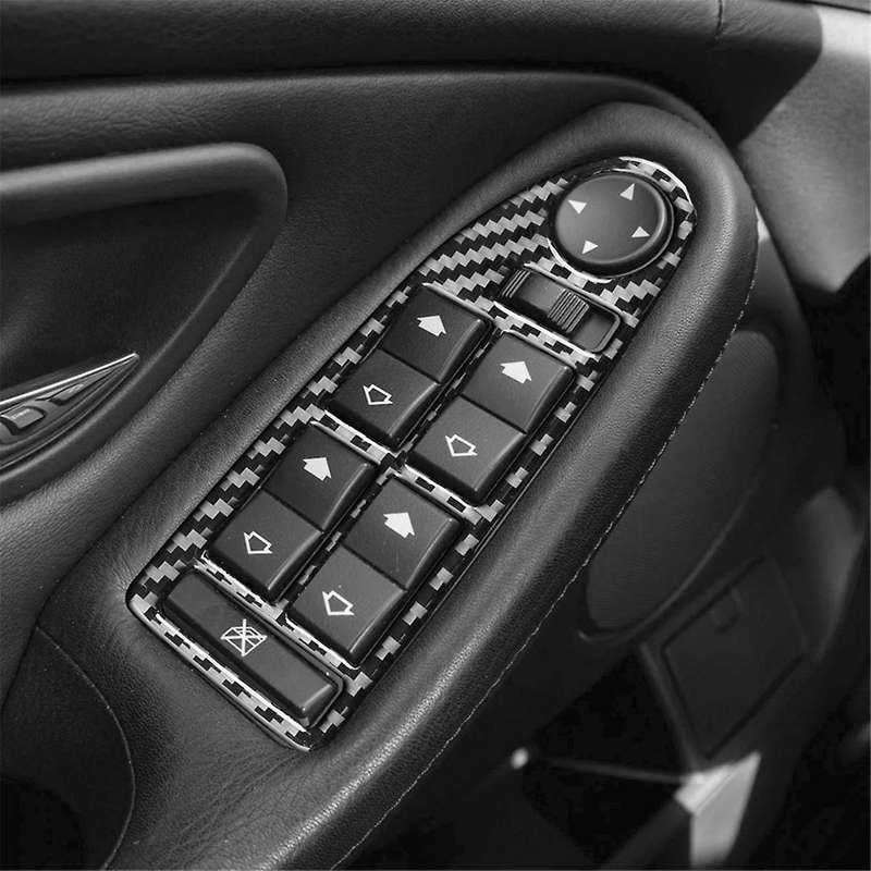 for 5 Series E39 1998-2003 Soft Carbon Fiber Door Window Lifter Switch Button Cover Trim Interior Ac