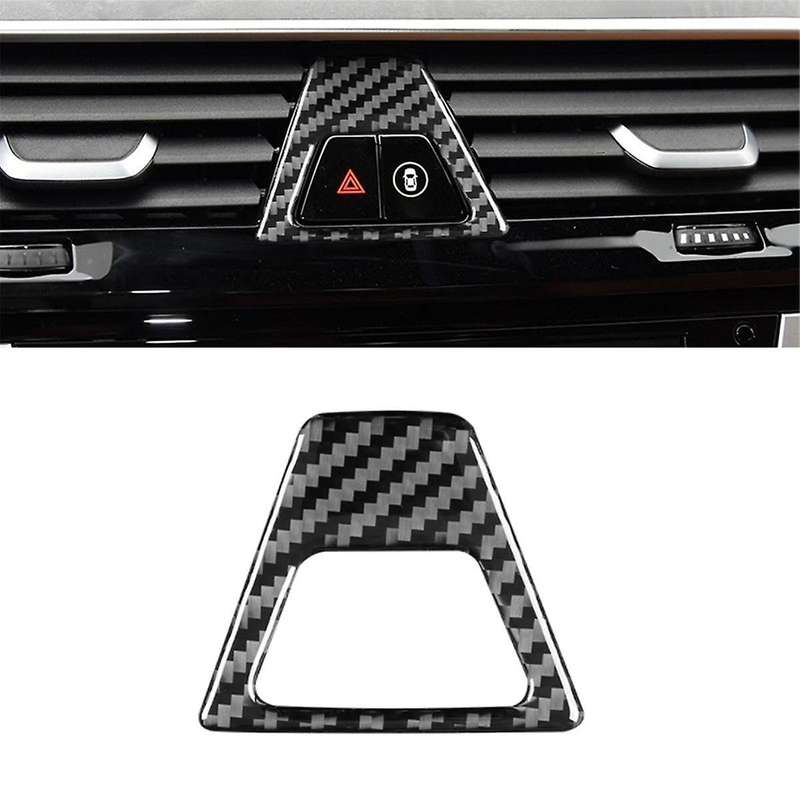 for 5 Series G30 G38 2018-2021 Carbon Fiber Car Central Control Warning Light Button Trim Cover Inte