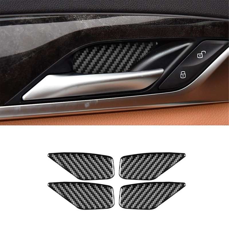 for 5 Series G30 G38 2018-2021 Carbon Fiber Car Inner Door Bowl Cover Trim Decorative Stickers Inter