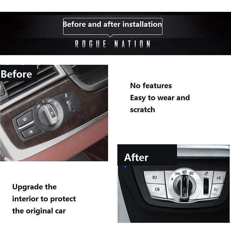 for 5 Series G38 G30 6GT F10 Car Headlight Switch Button Frame Cover Trim Sticker Accessories for 6
