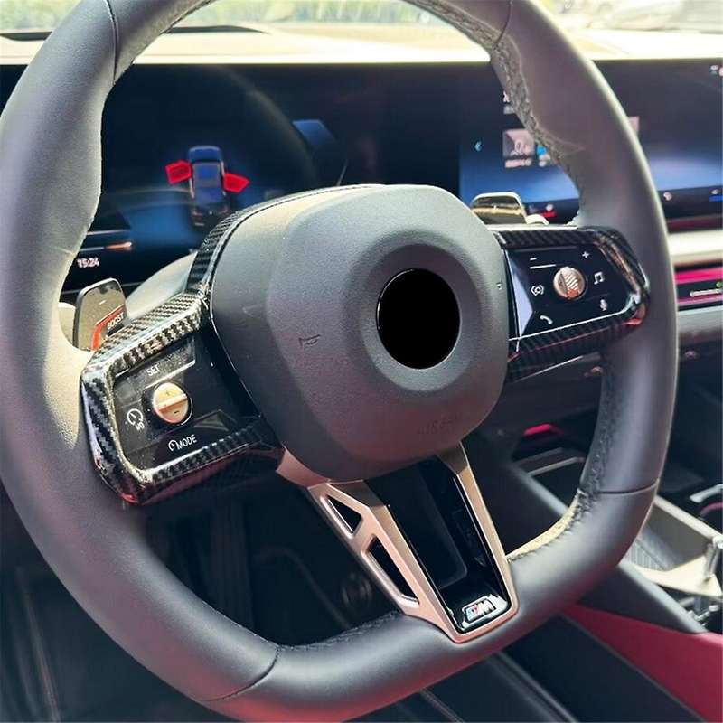 for 5 Series G60 2024 Car Steering Wheel Cover Trim Decoration Interior Accessories ABS Carbon Fiber