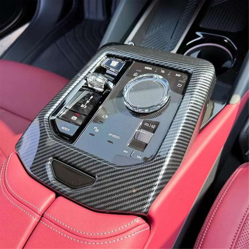 for 5 Series G60 2024 LHD Center Control Gear Shift Panel Cover Trim Accessories,ABS Carbon Fiber P