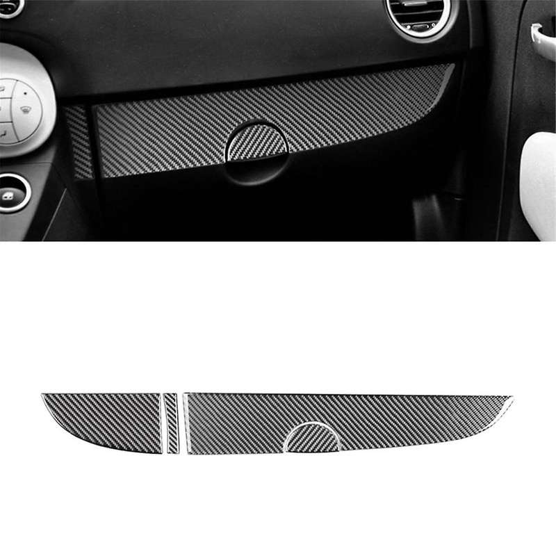 for 500 2012-2015 Soft Carbon Fiber Car Dashboard Left Right Cover Trim Sticker Interior Accessorie