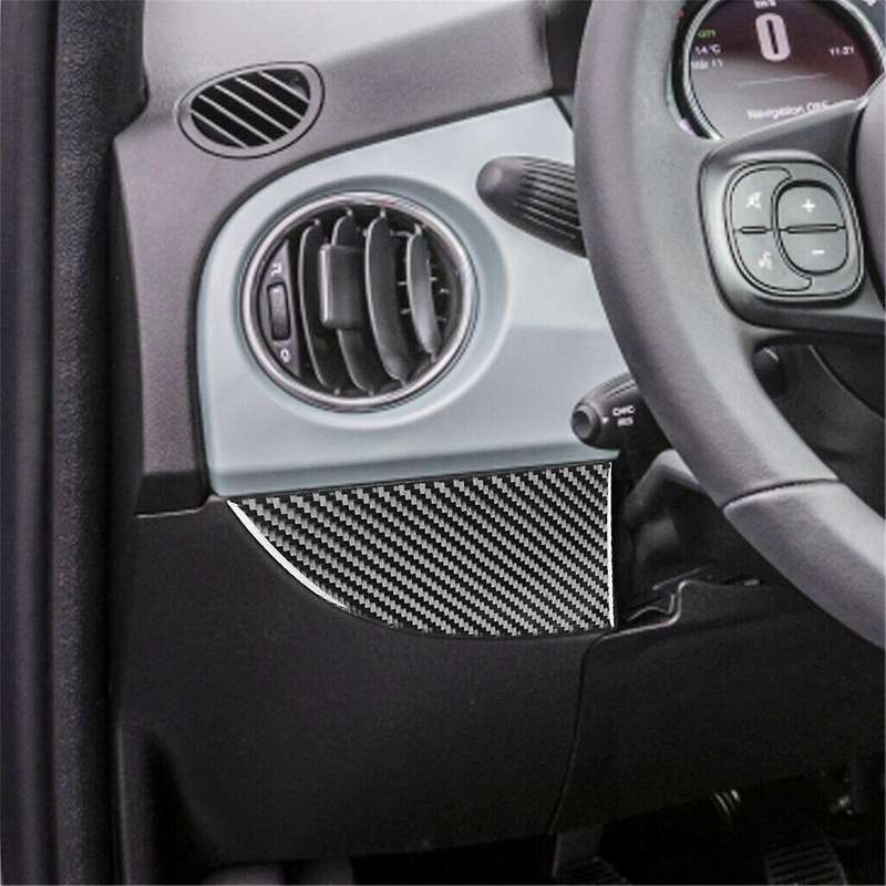 for 500 2012-2015 Soft Carbon Fiber Car Dashboard Left Right Cover Trim Sticker Interior Accessorie