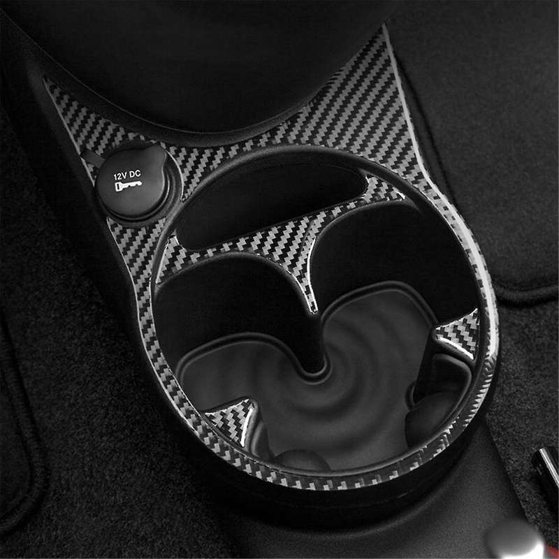 for 500 2012-2015 Soft Carbon Fiber Car Central Control Cup Holder Cover Trim Sticker Interior Acce