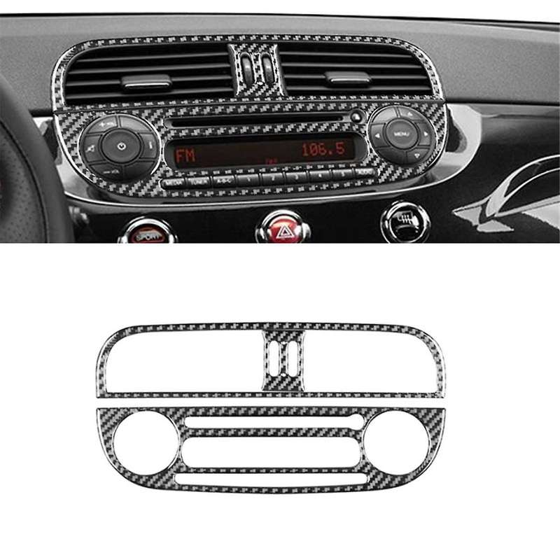 for 500 2012-2015 Soft Carbon Fiber Car Center Control Cover Radio CD Trim Sticker Interior Accessor