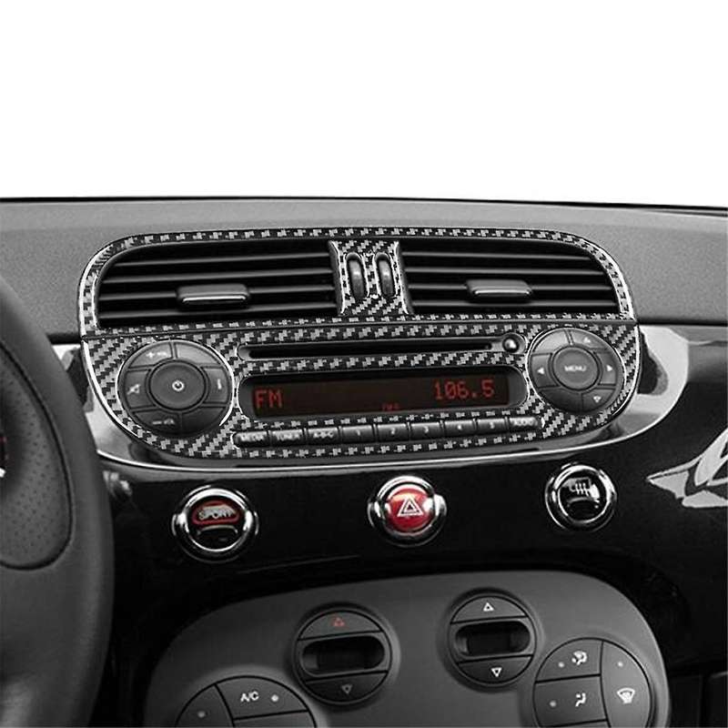 for 500 2012-2015 Soft Carbon Fiber Car Center Control Cover Radio CD Trim Sticker Interior Accessor