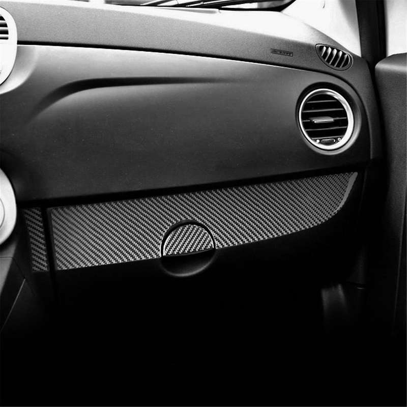 for 500 2012-2015 Soft Carbon Fiber Car Dashboard Left Right Cover Trim Sticker Interior Accessories