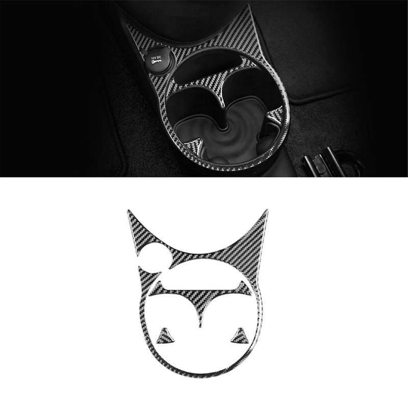 for 500 2012-2015 Soft Carbon Fiber Car Central Control Cup Holder Cover Trim Sticker Interior Acces