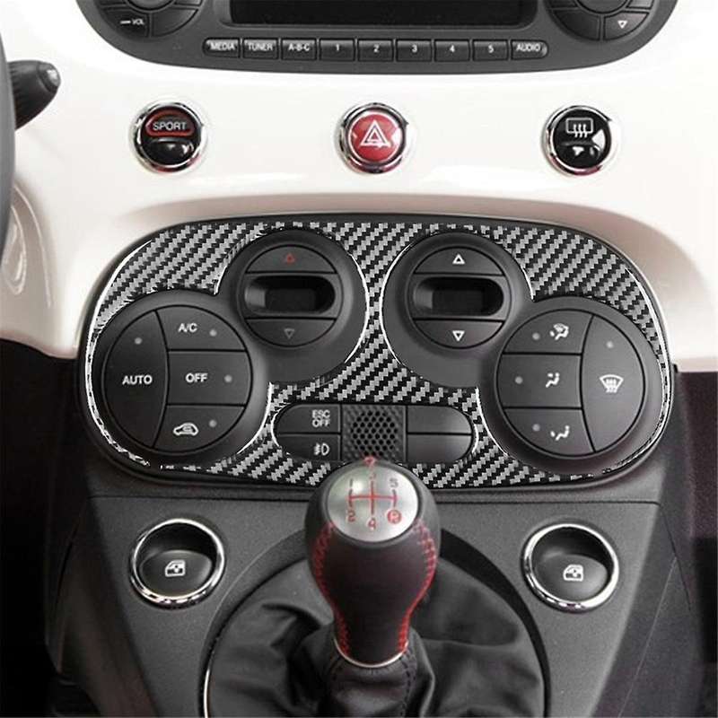for 500 2012-2015 Soft Carbon Fiber Car Central Control Air Outlet Cover Trim Sticker Interior Acces