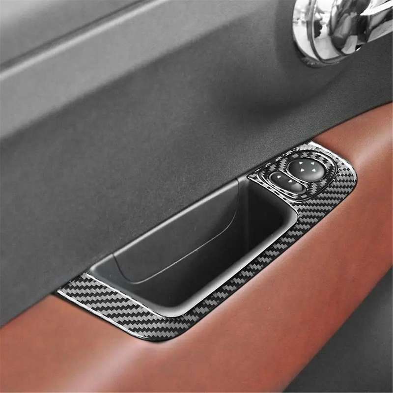 for 500 2012-2015 Soft Carbon Fiber Car Window Lifting Switch Cover Trim Sticker Interior Accessori