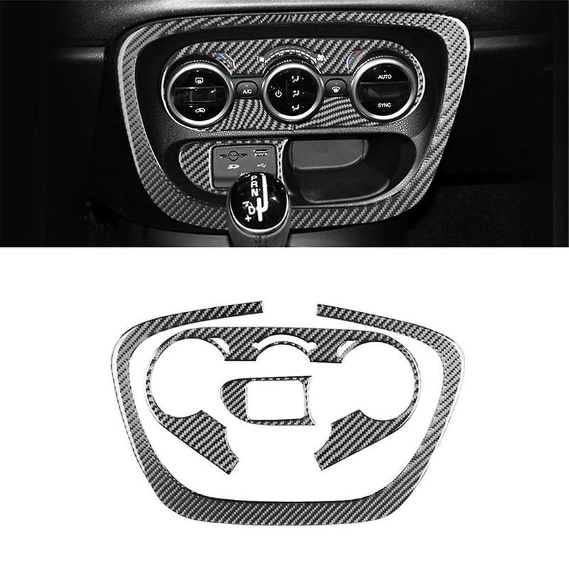 for 500L 2014-2017 Soft Carbon Fiber Car Console AC Switch Cover Panel Trim Sticker Interior Accesso
