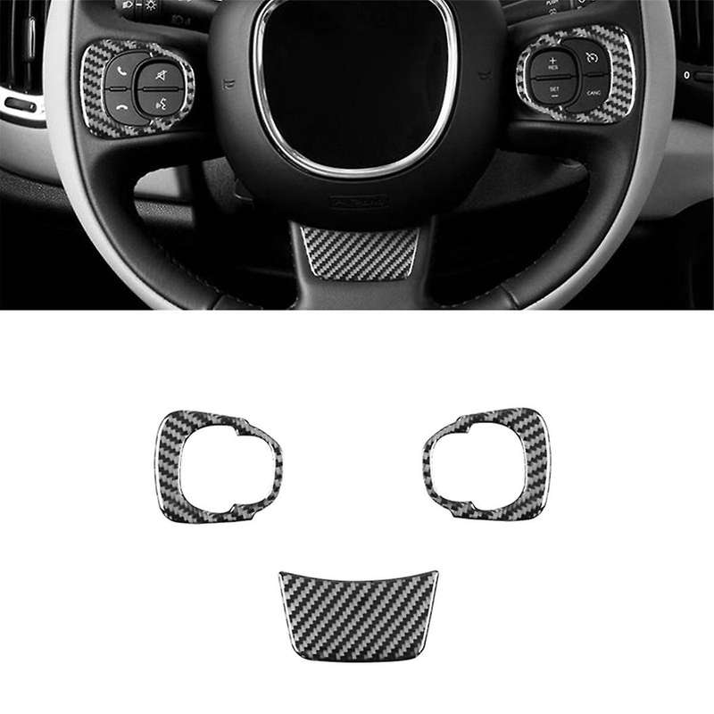 for 500L 2014-2017 Soft Carbon Fiber Car Steering Wheel Cover Trim Sticker Interior Accessories