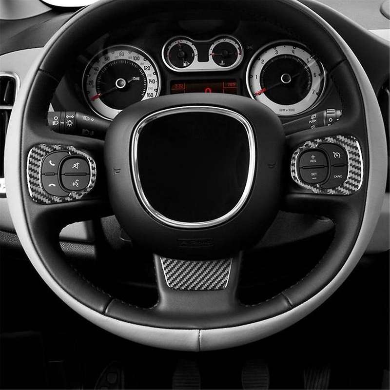 for 500L 2014-2017 Soft Carbon Fiber Car Steering Wheel Cover Trim Sticker Interior Accessories