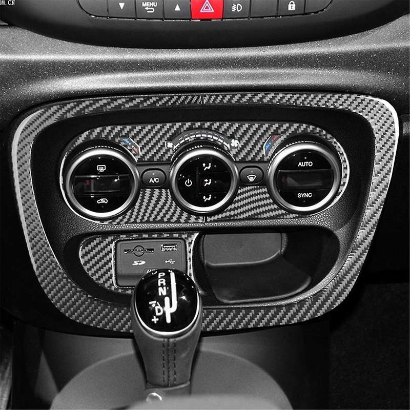 for 500l 2014-2017 Soft Carbon Fiber Car Console Ac Switch Cover Panel Trim Sticker Interior Access