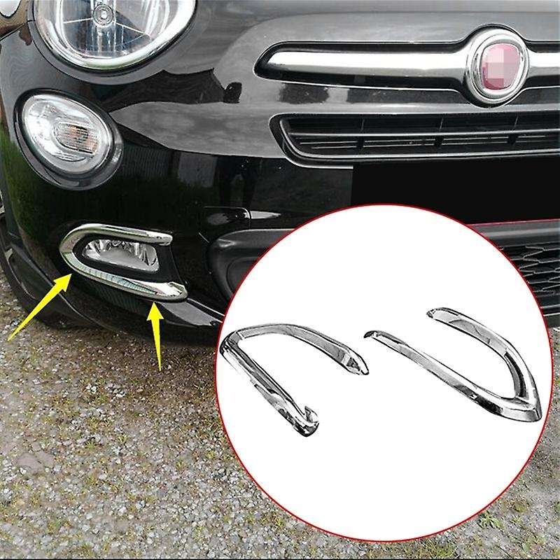 for 500X 2017-2018 ABS Chrome Front Fog Light Lamp Cover Garnish Strip Eyebrow Cover Trim