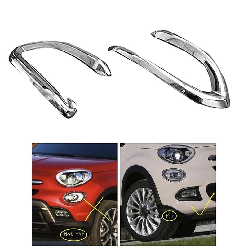 for 500X 2017-2018 ABS Chrome Front Fog Light Lamp Cover Garnish Strip Eyebrow Cover Trim