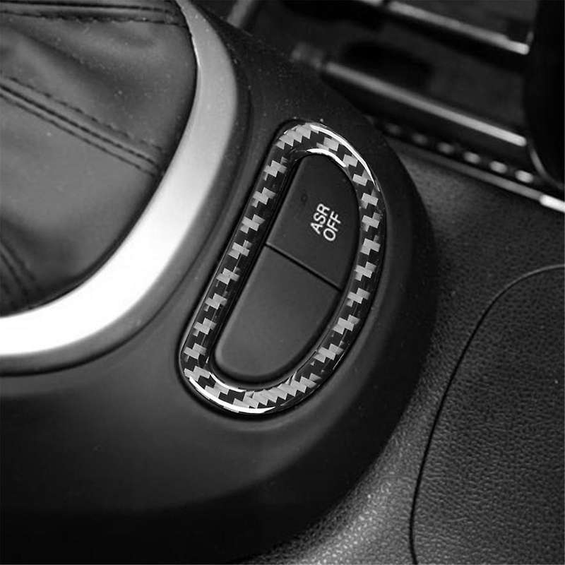 for 500L 2014-2017 Soft Carbon Fiber Car Central Console Switch Button Panel Cover Trim Interior Acc