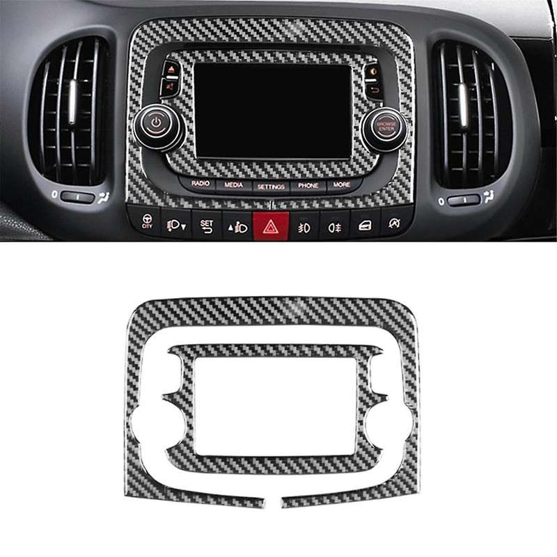 for 500L 2014-2017 Soft Carbon Fiber Car Central Control Navigation Frame Cover Trim Sticker Interio