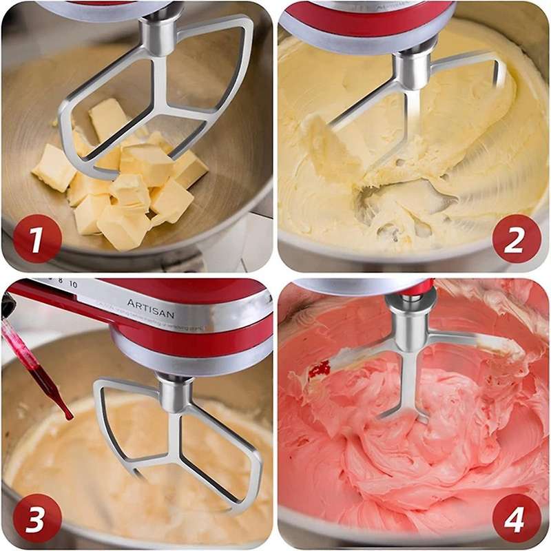 for 5QT-6QT Bowl Tilt-Head Stand Mixers Attachment Stainless Steel Flat Beater+ Spiral Dough Hook