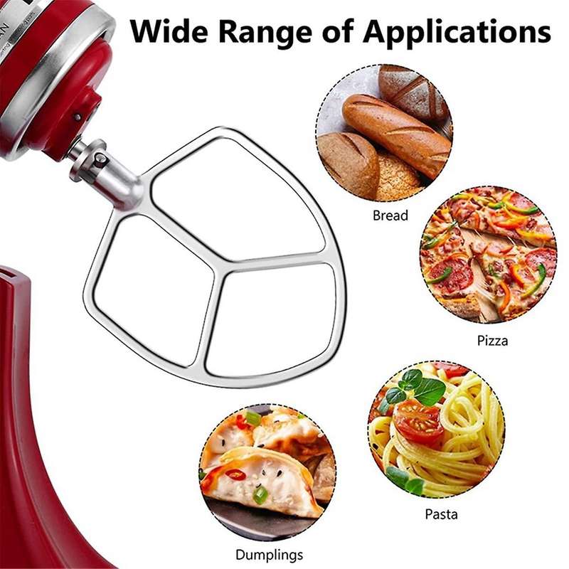for 5QT-6QT Bowl Tilt-Head Stand Mixers Attachment Stainless Steel Flat Beater+ Spiral Dough Hook