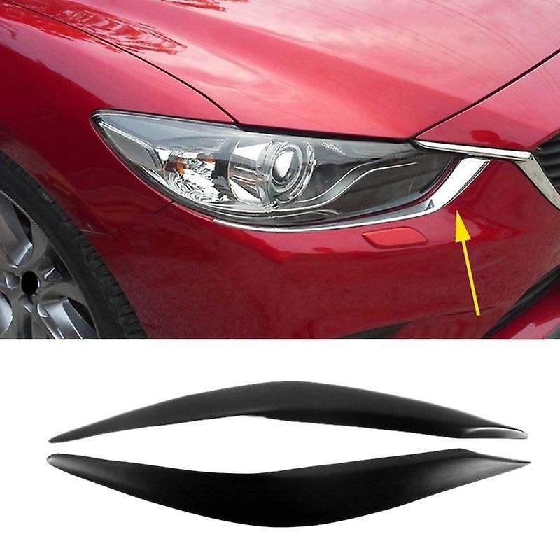 for 6 Atenza 2017-2019 Glossy Black Headlights Eyebrow Lamp Eyelid Cover Sticker Trim Refitting