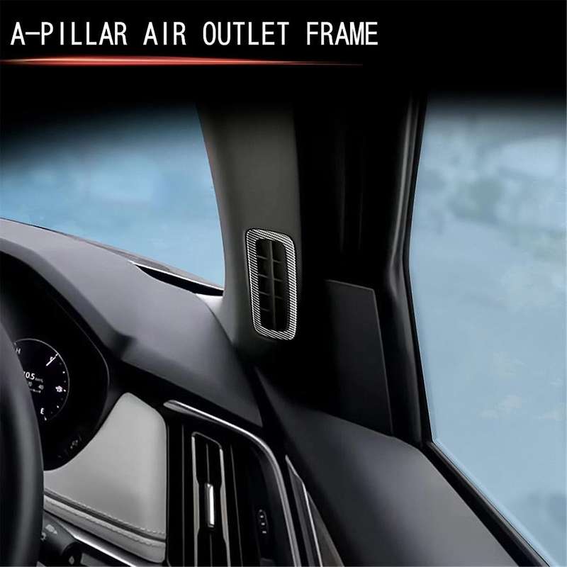 for -60 2022 2023 RHD Carbon Fiber Car a Pillar Air Conditioning Outlet Decorative Frame Sticker Acc