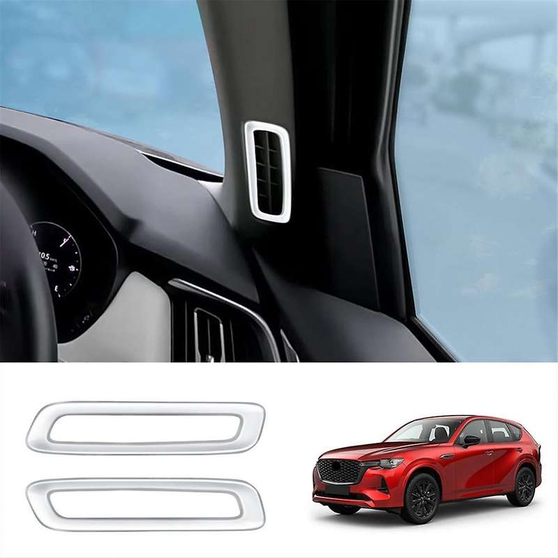 for -60 2022 2023 RHD Silver Car a Pillar Air Conditioning Outlet Decorative Frame Sticker Accessori