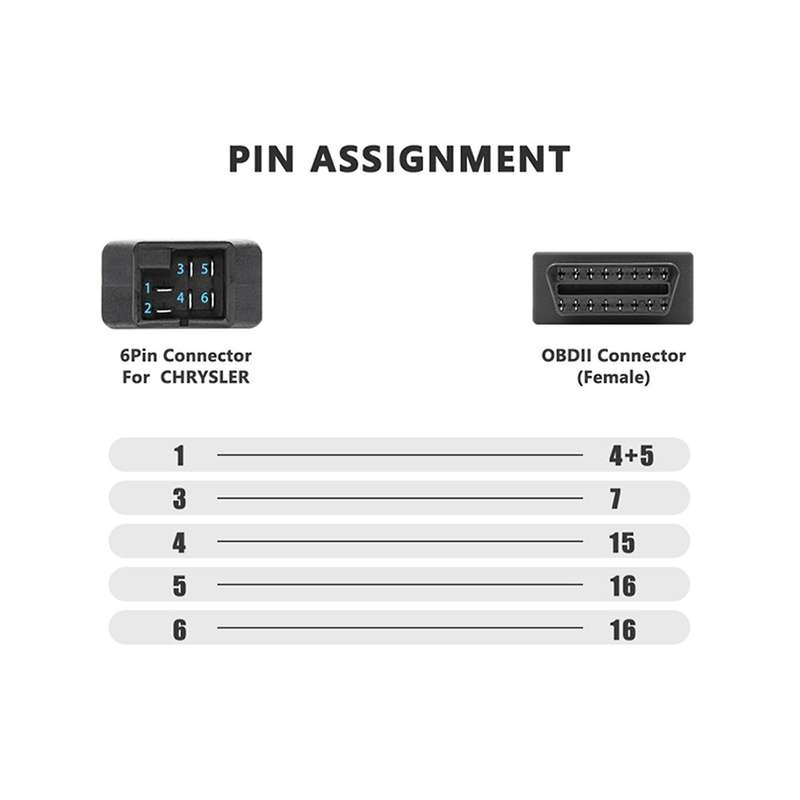 for 6Pin to 16Pin Cable OBD II Diagnostic Interface 6Pin to OBD2 16 Pin Adapter Works for Auto Car V