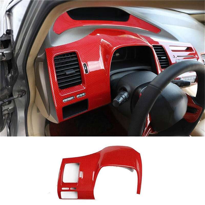 for 8th 2004-2009 Red Carbon Fiber Instrument Panel Frame Cover Trim