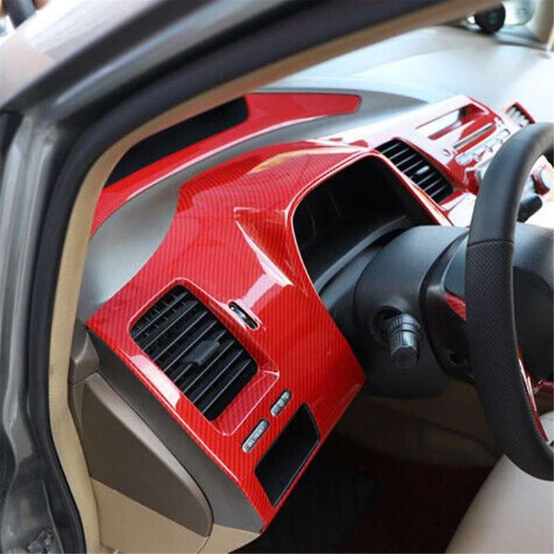 for 8th 2004-2009 Red Carbon Fiber Instrument Panel Frame Cover Trim