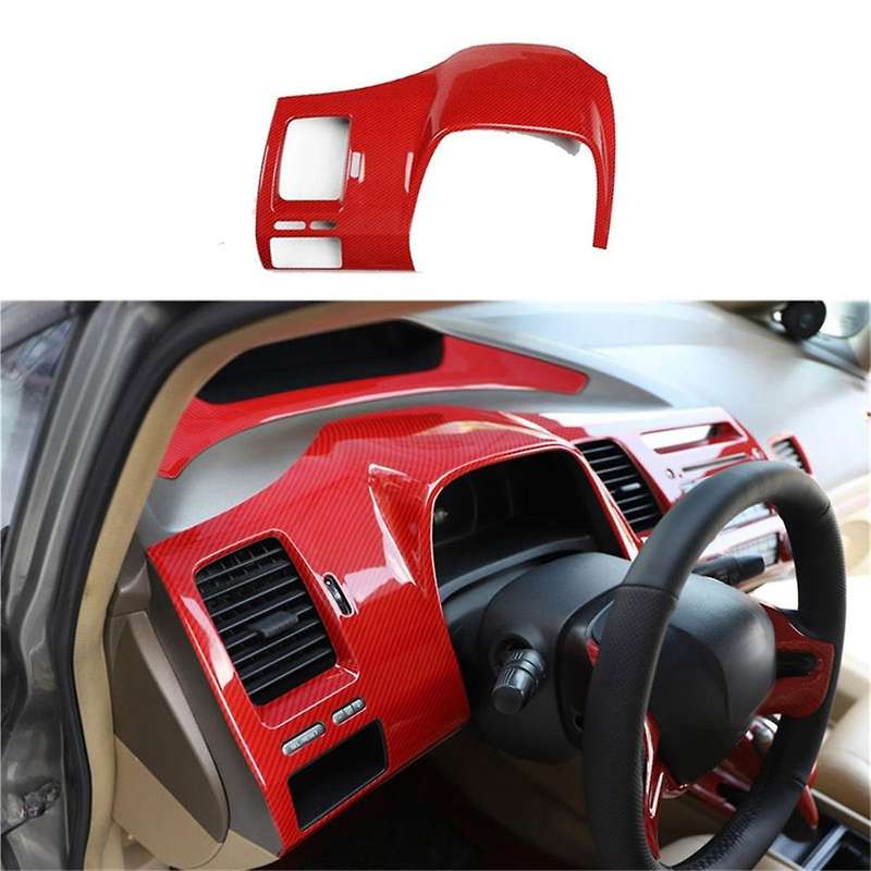 for 8th 2004-2009 Red Carbon Fiber Instrument Panel Frame Cover Trim
