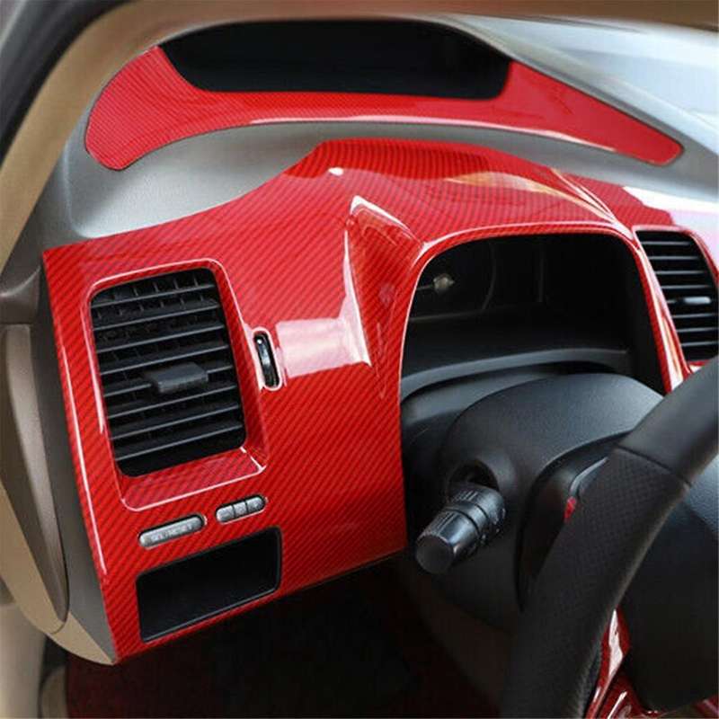 for 8th 2004-2009 Red Carbon Fiber Instrument Panel Frame Cover Trim