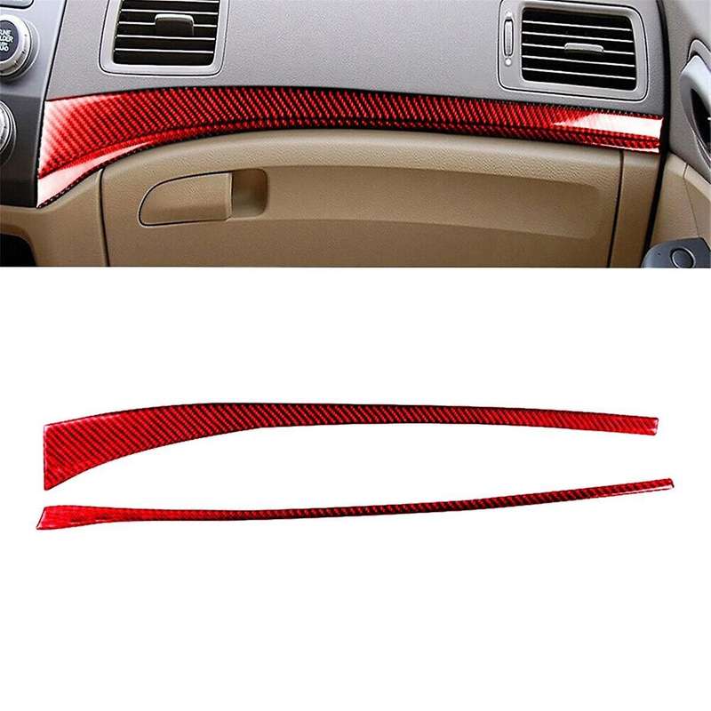 for 8Th Gen 2006-2011 Red Carbon Fiber Dashboard Instrument Strip Trim