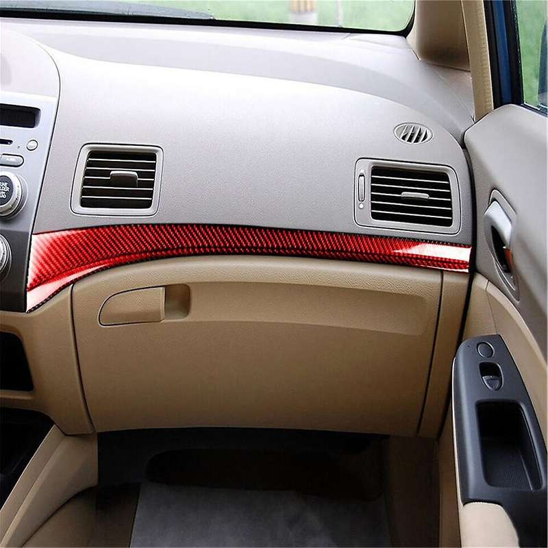for 8Th Gen 2006-2011 Red Carbon Fiber Dashboard Instrument Strip Trim