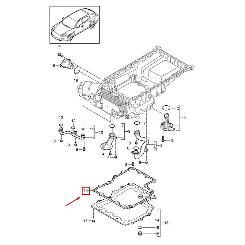 for 970 2011 Lower Oil Tube Seal Lower Oil Pan Gasket 94610727521