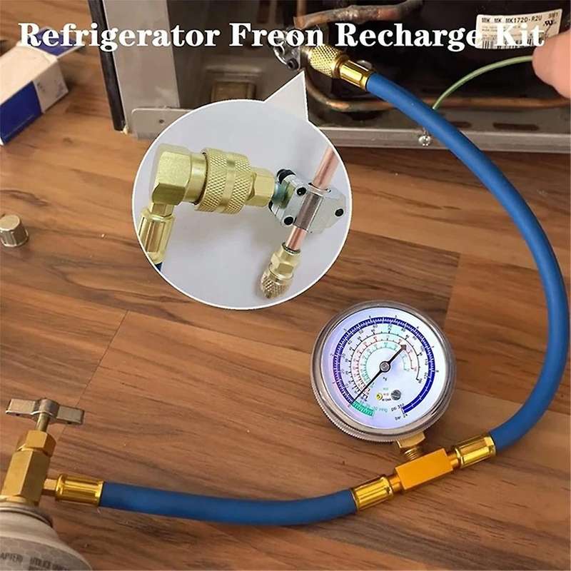 for A/c Refrigerant System Refrigerator Freon Recharge Hose with Gauge Kit R134a R12 R22,with Bpv31