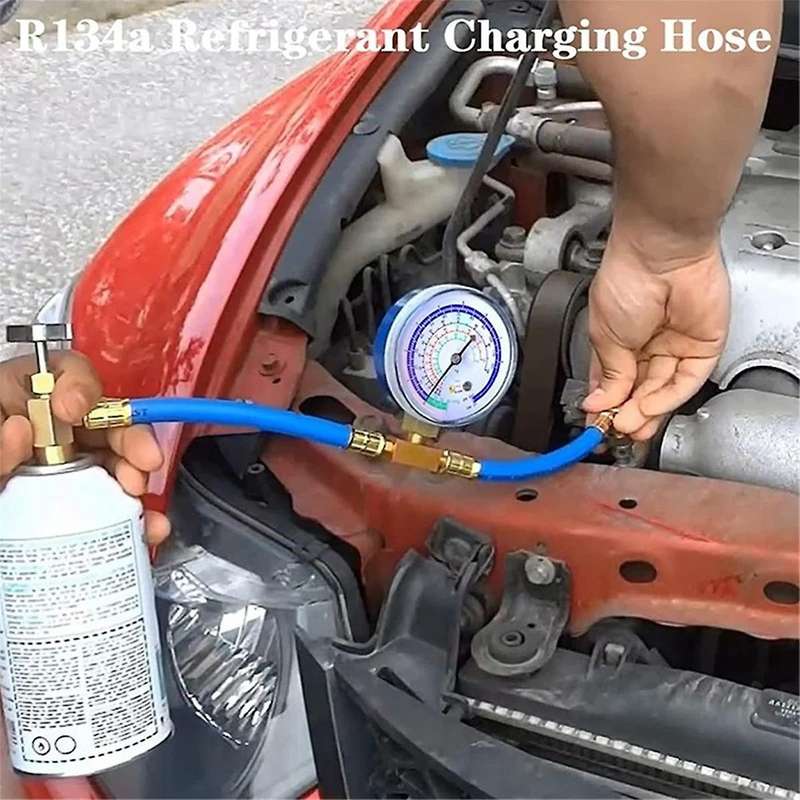 for A/c Refrigerant System Refrigerator Freon Recharge Hose with Gauge Kit R134a R12 R22,with Bpv31