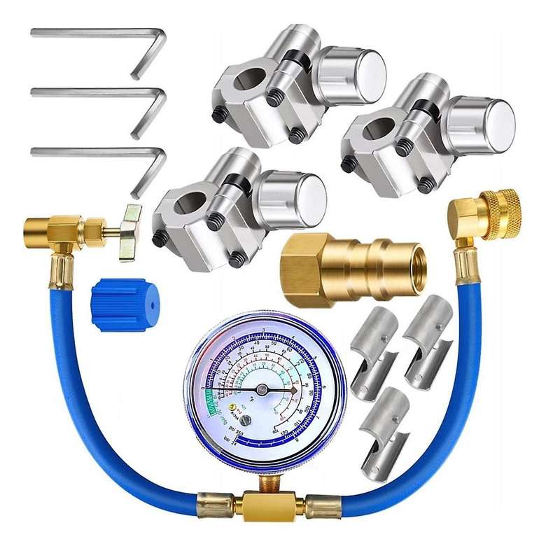 for A/c Refrigerant System Refrigerator Freon Recharge Hose with Gauge Kit R134a R12 R22,with Bpv31
