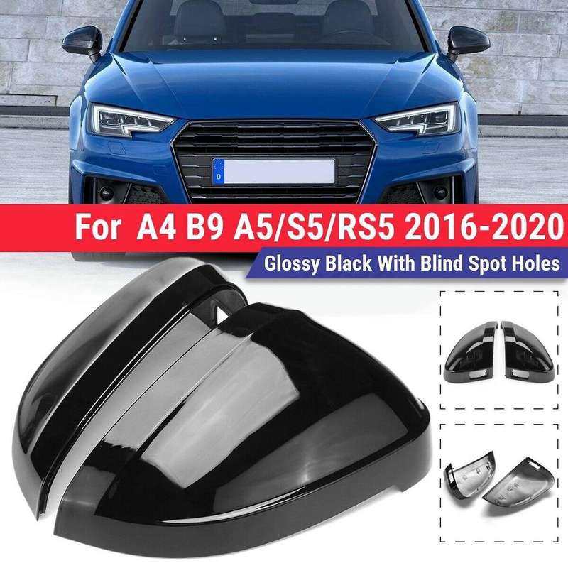 for  A4 B9 2017-2020/A5 S5 RS5 2016-2020 Side Wing Mirror Cover Caps Rearview Exterior Shell Glossy
