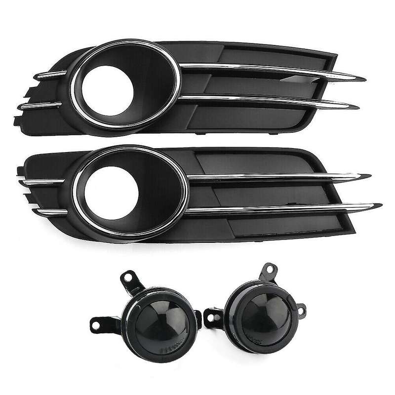 for  A6 A6L C7 Sedan 2011-2015 Front Lower Bumper Fog Light Lamp Grilles Grill Cover+ACC Lens Decora