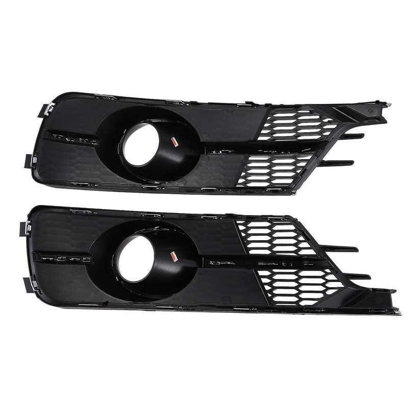 for  A6 C7 2016-2017 Chromed Front Bumper Mesh Cover Grill & Fog Lamp Decor L+R