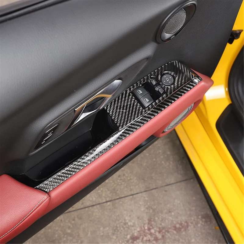 for A90 2019-2023 Soft Carbon Fiber Car Door Armrest Window Switch Panel Sticker Trim Accessories (