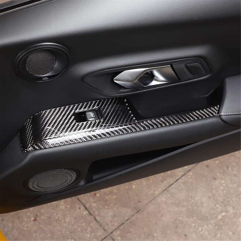 for A90 2019-2023 Soft Carbon Fiber Car Door Armrest Window Switch Panel Sticker Trim Accessories (L